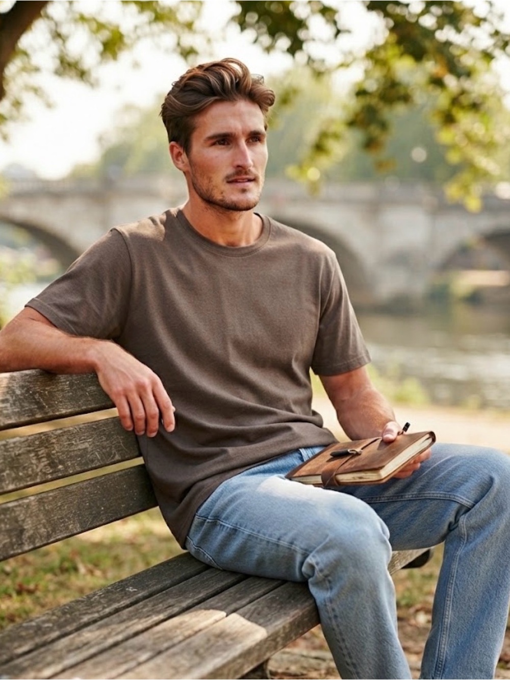 Men's Short Sleeve Crew T-Shirt in Brown